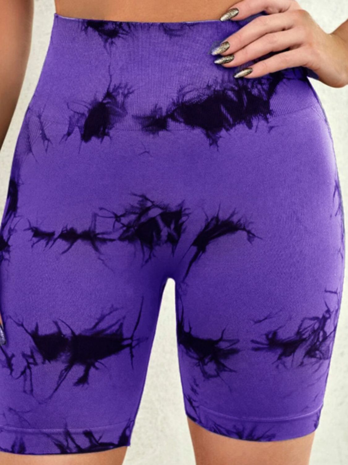 Pantalones cortos deportivos de cintura alta con efecto tie-dye