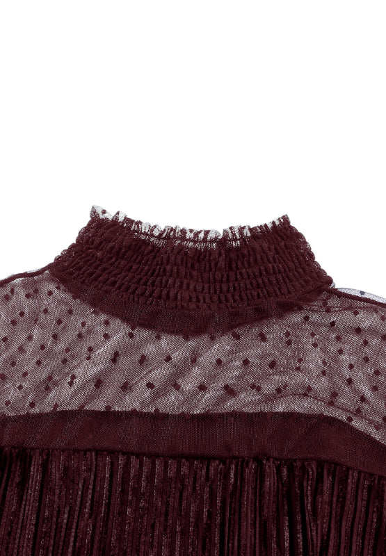 Body de manga larga con cuello alto fruncido