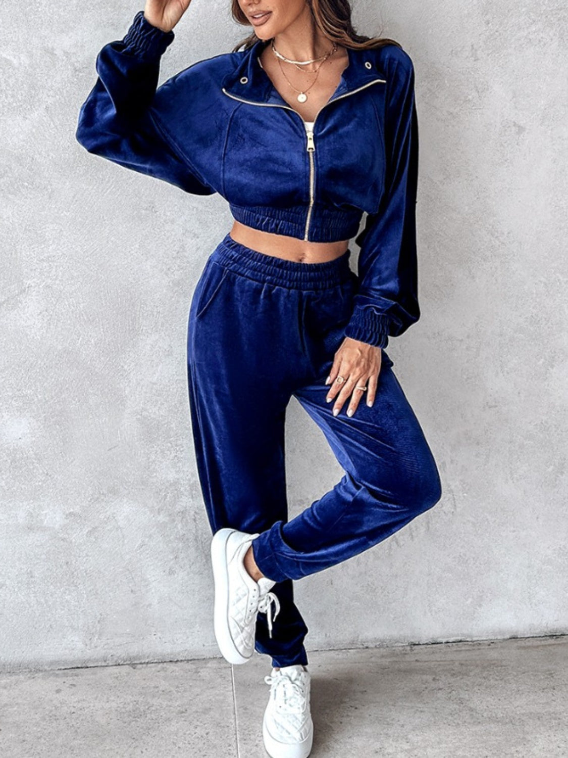 Zip-Up Cropped Top & Joggers Set | Trendy & Comfortable Lounge Wear