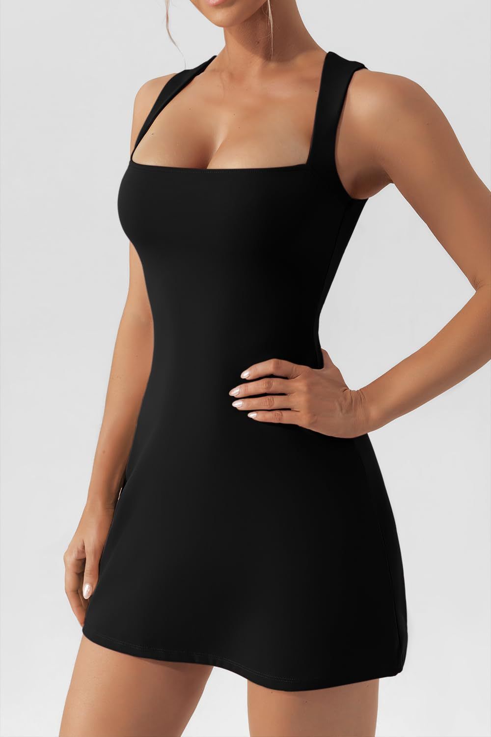 Minivestido sin mangas con escote cuadrado