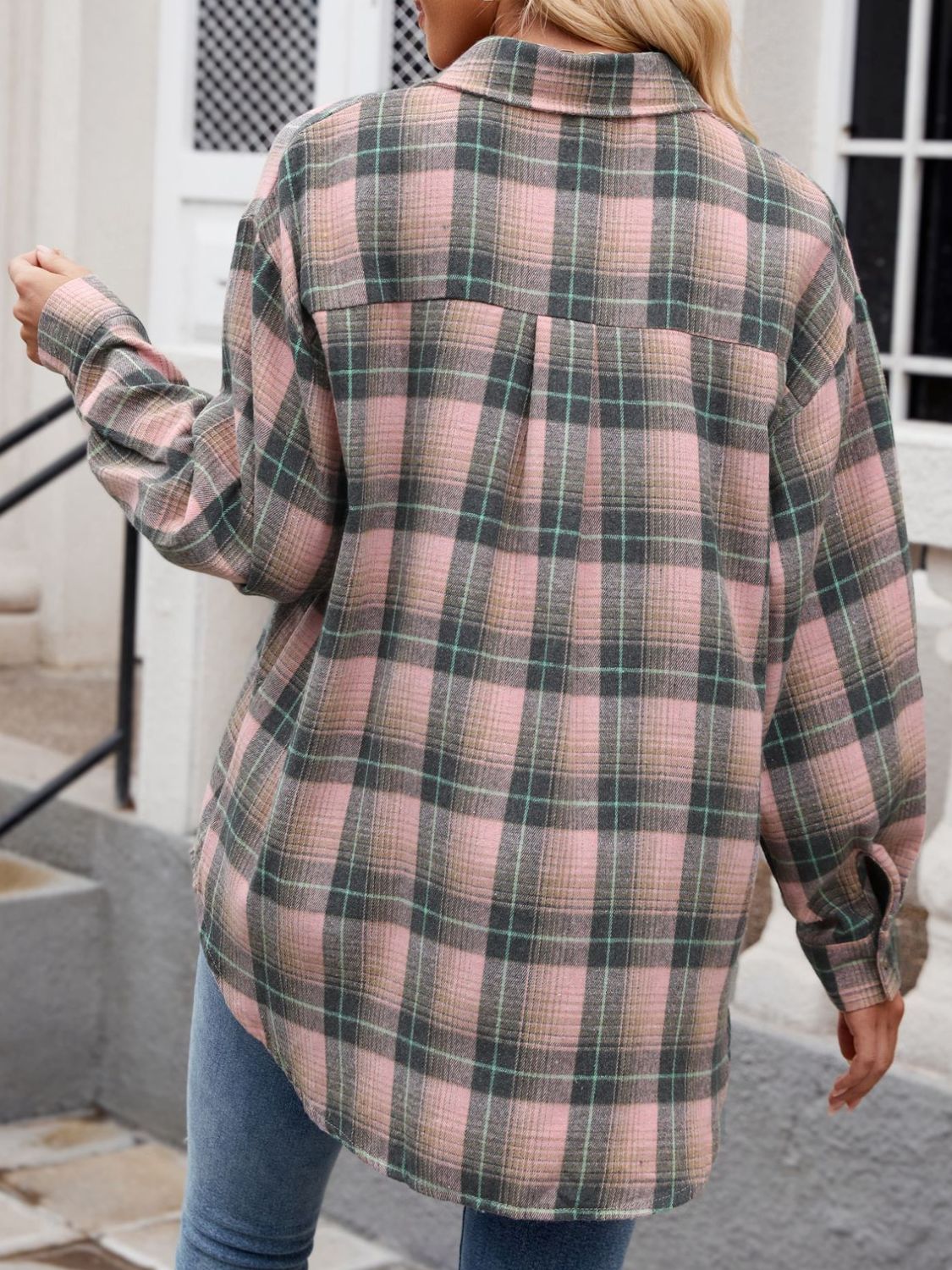 Camisa de manga larga con cuello a cuadros