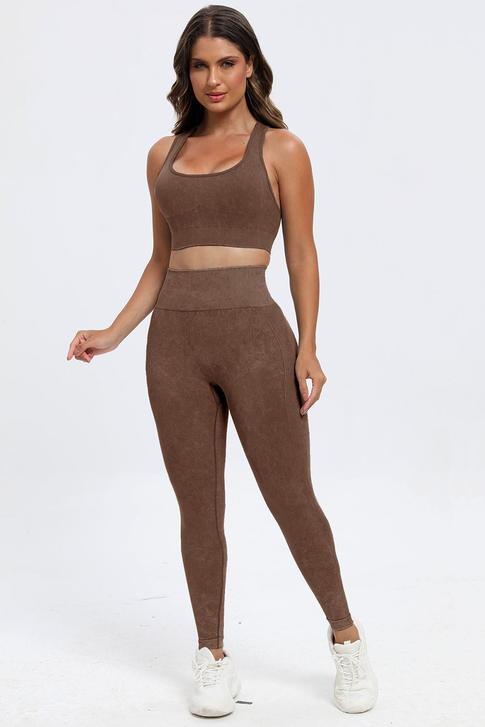 3-Piece Washed Square Neck Wide Strap Active Set – Stylish & Comfortable