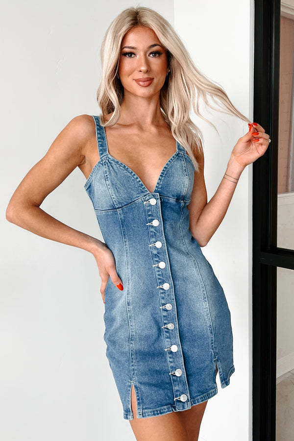 Breasted Cardigan Denim Dress Deep V-neck
