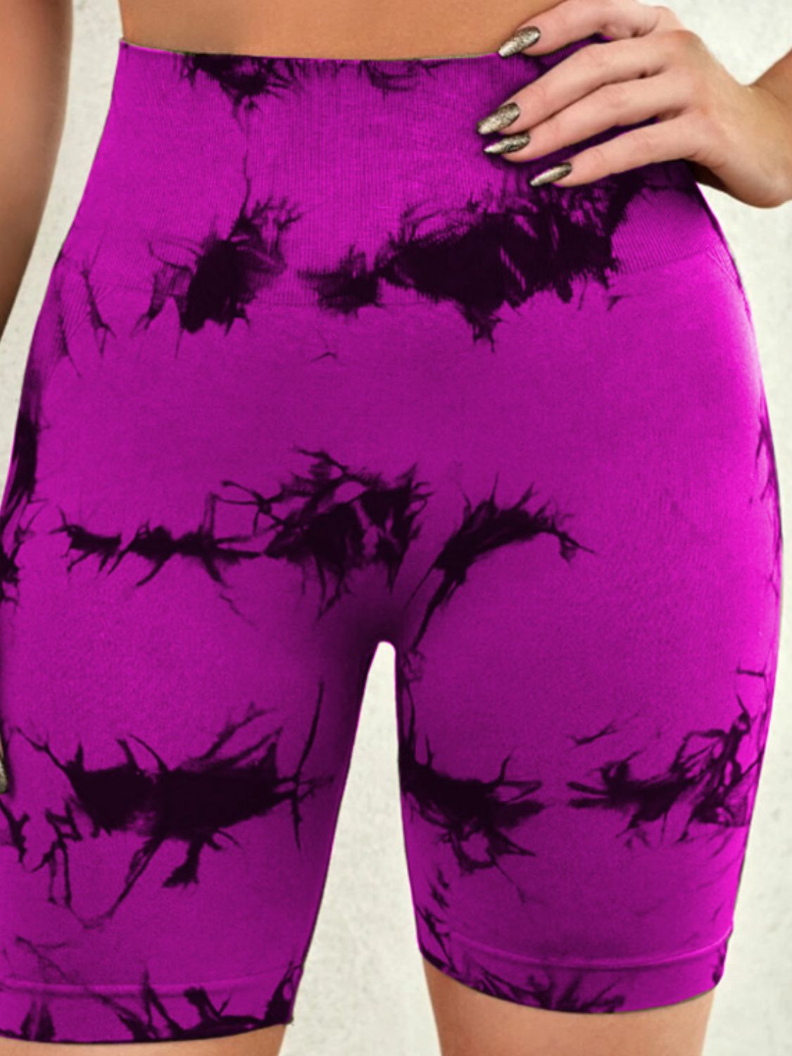 Pantalones cortos deportivos de cintura alta con efecto tie-dye