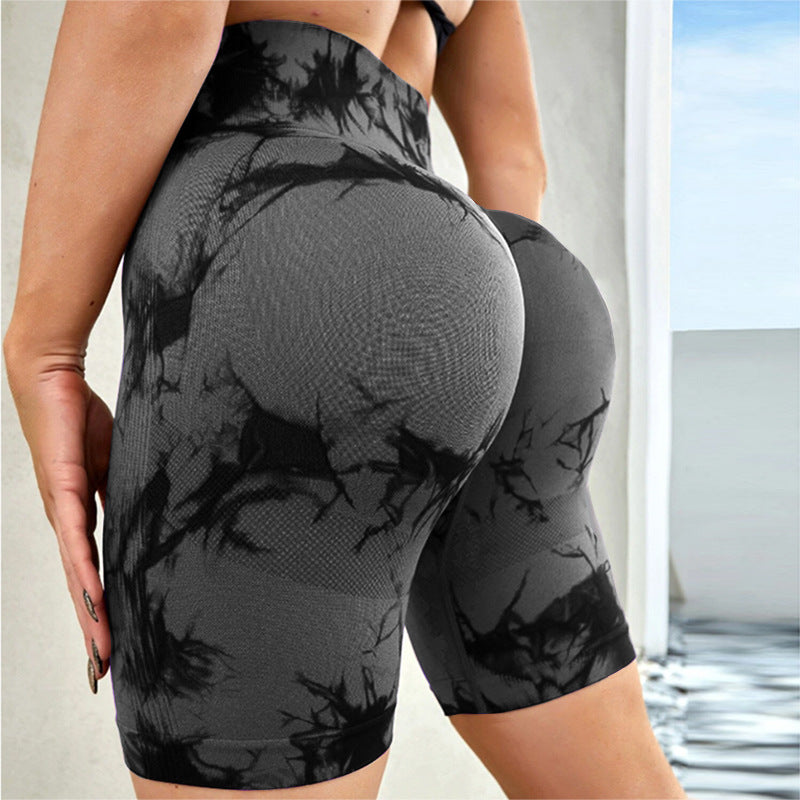 Pantalones cortos deportivos de cintura alta con efecto tie-dye