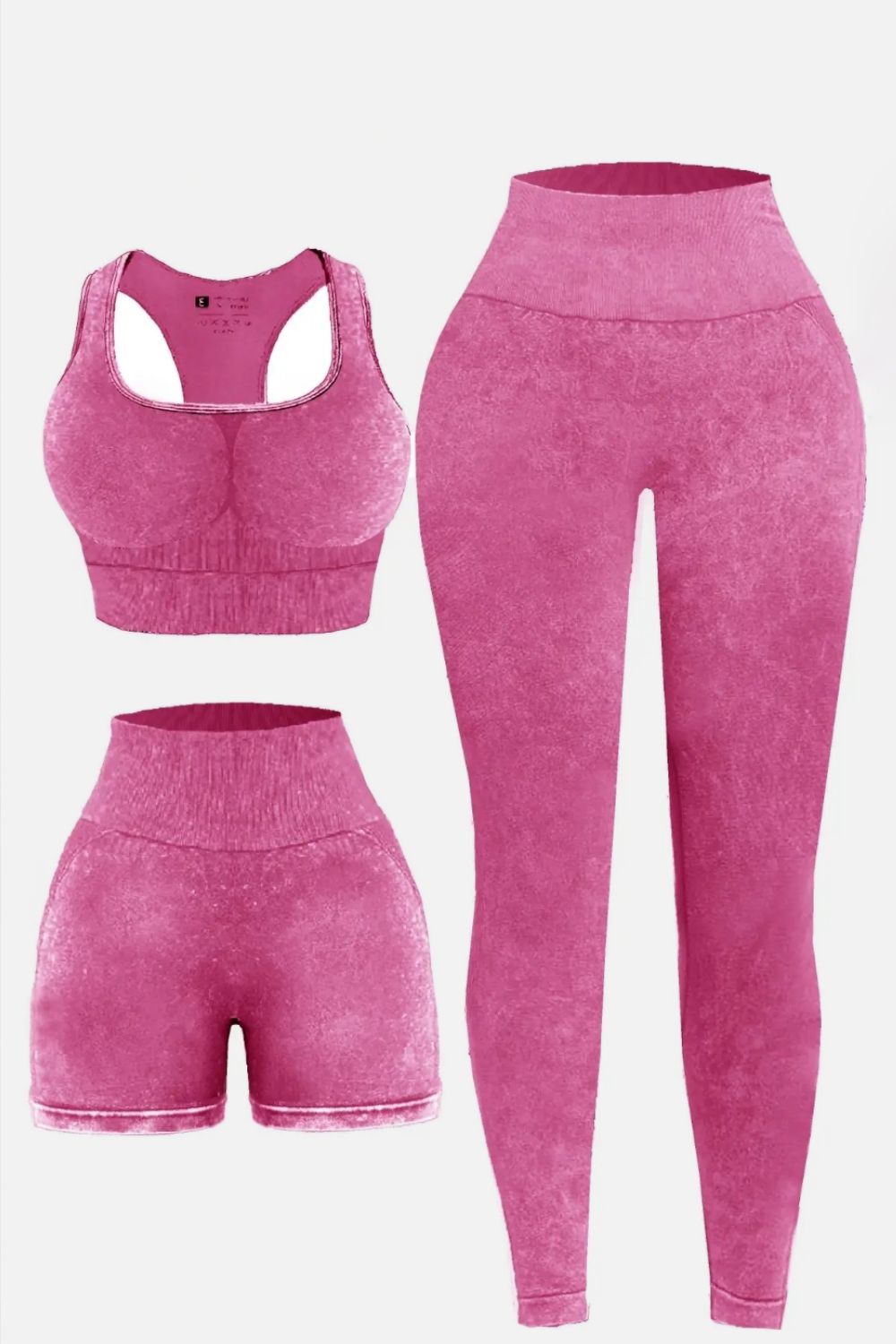 3-Piece Washed Square Neck Wide Strap Active Set – Stylish & Comfortable