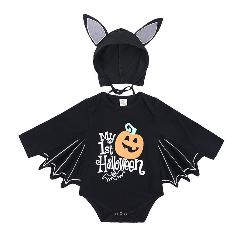 Mono de manga larga para bebé recién nacido, mono de Halloween con letras de calabaza, monos de bebé de Halloween, monos triangulares