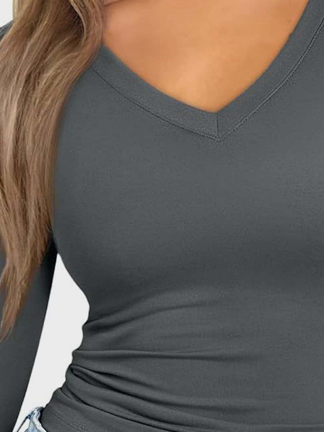 Camiseta de manga larga con cuello en V