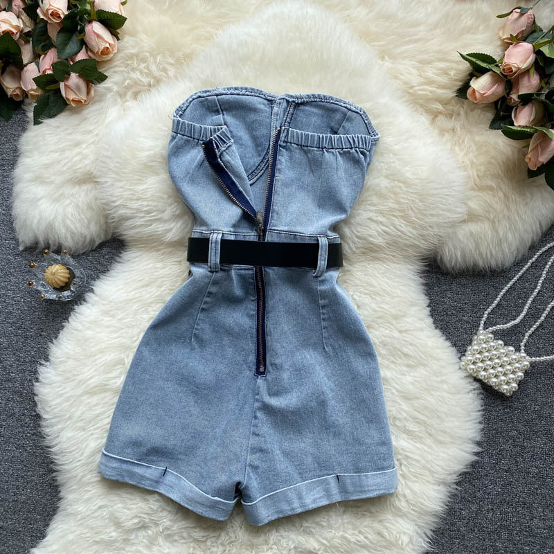 Mono informal pequeño con cintura alta, adelgazante y piernas anchas