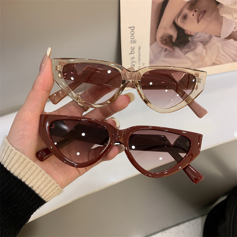Gafas de sol informales con montura grande y forma de ojo de gato para mujer