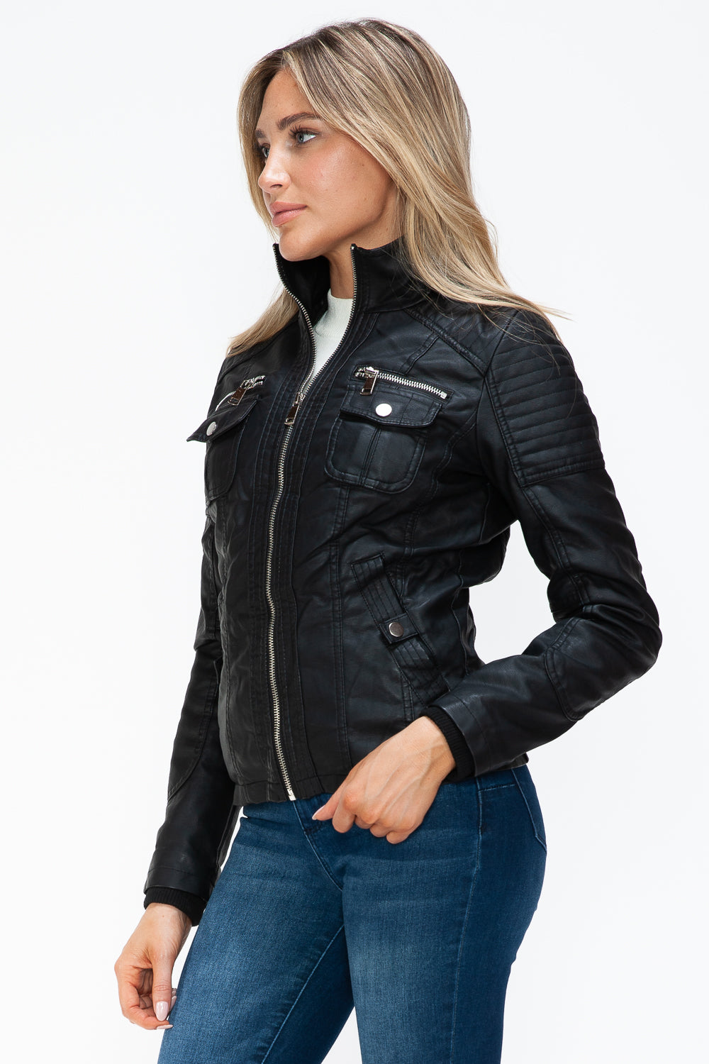 Chaqueta con múltiples bolsillos y capucha afelpada con capas sintéticas extraíbles de YMI