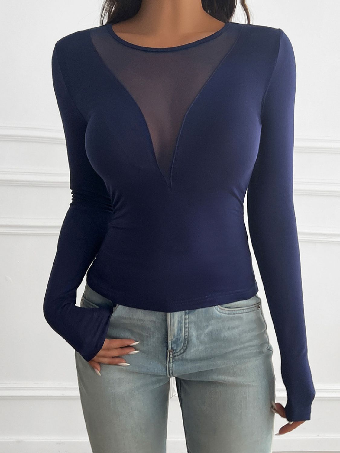 Camiseta de manga larga y cuello redondo Devine