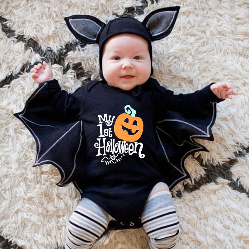 Mono de manga larga para bebé recién nacido, mono de Halloween con letras de calabaza, monos de bebé de Halloween, monos triangulares