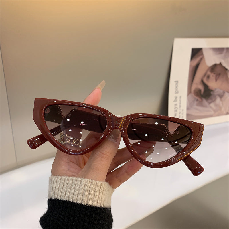 Gafas de sol informales con montura grande y forma de ojo de gato para mujer