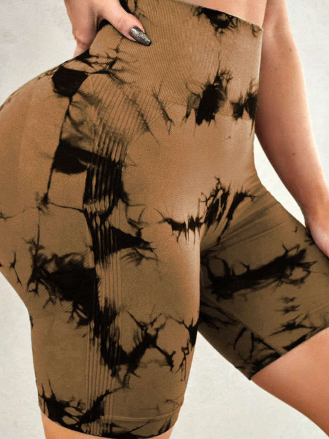 Pantalones cortos deportivos de cintura alta con efecto tie-dye