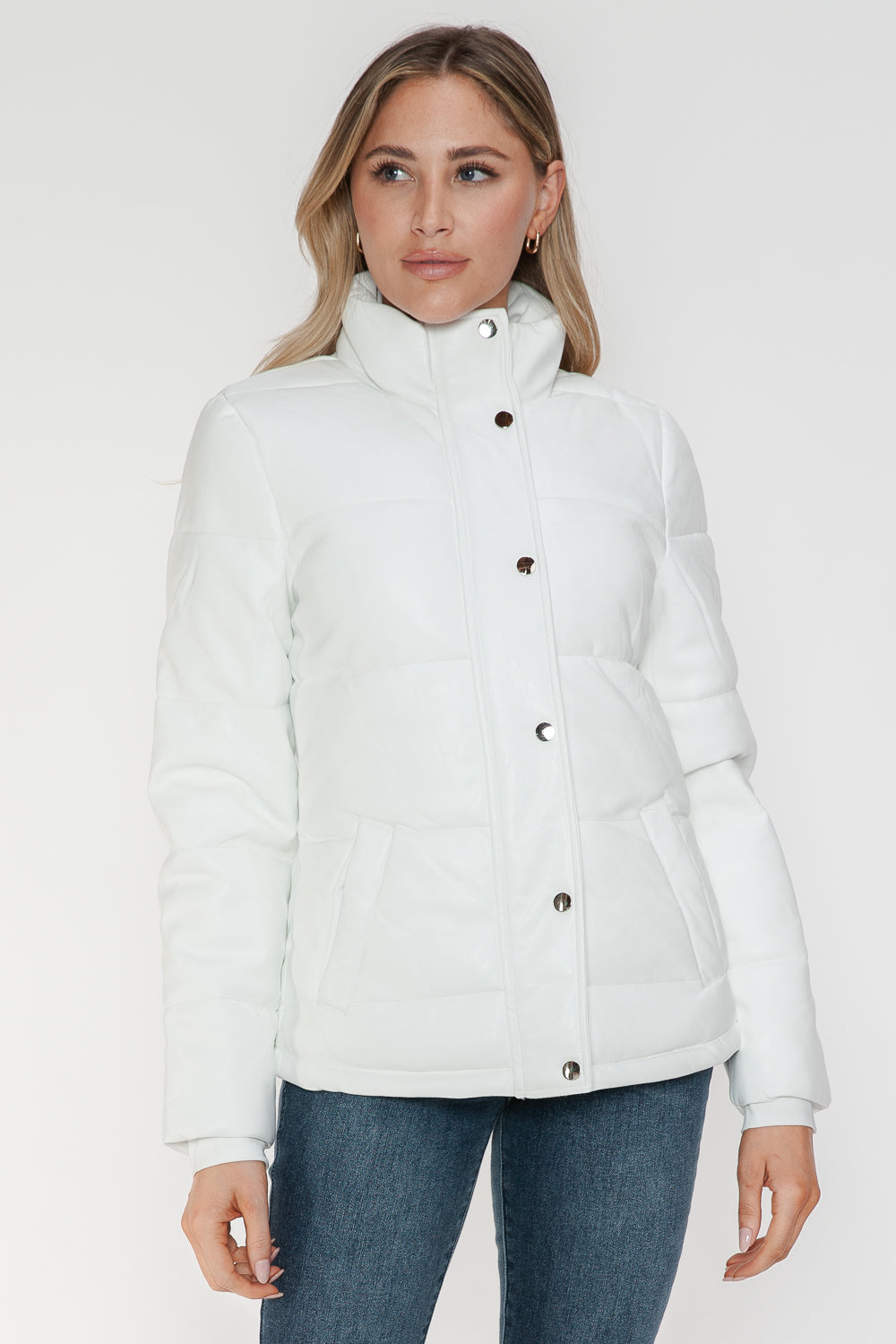 Chaqueta acolchada de cuello alto con cremallera y bolsillos de YMI