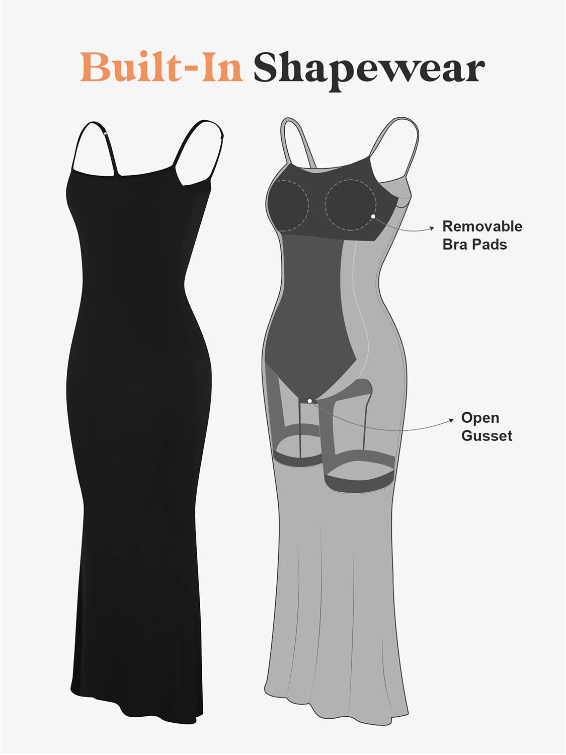 Vestido largo sin mangas con moldeador incorporado Basic Bae