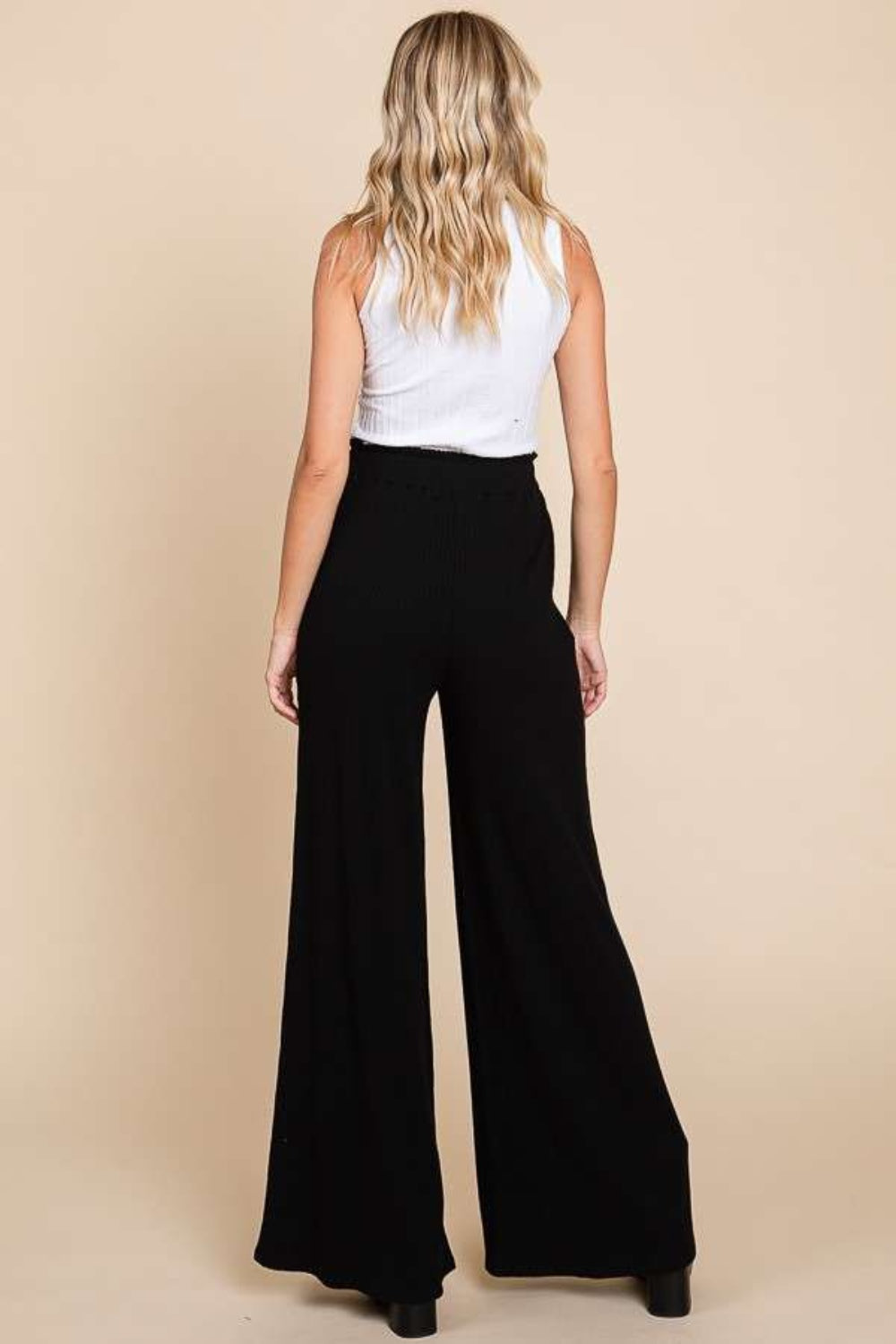 Pantalones anchos de cintura alta y talla grande con código cultural