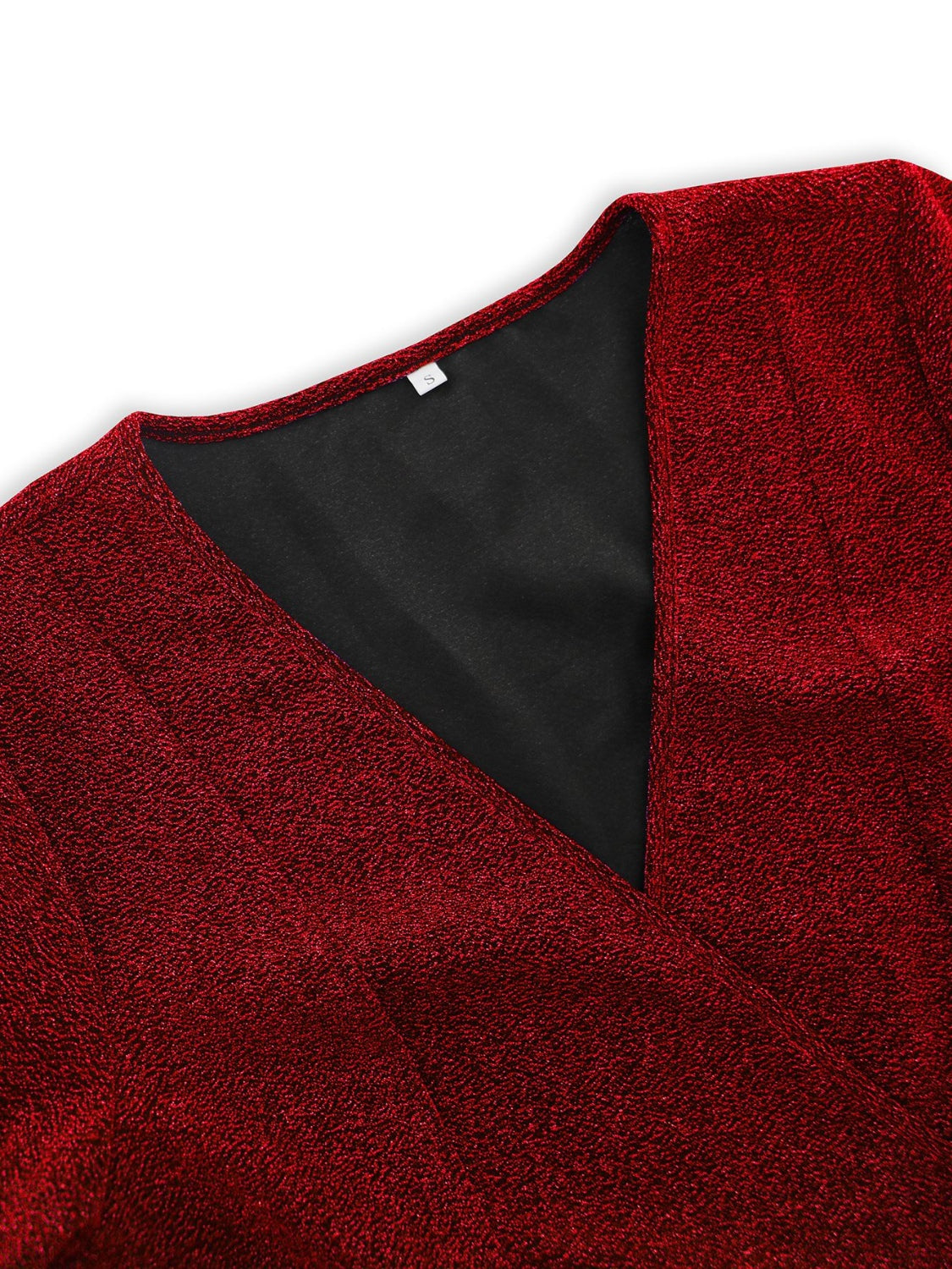 Vestido corto de manga larga con frunces y escote cruzado
