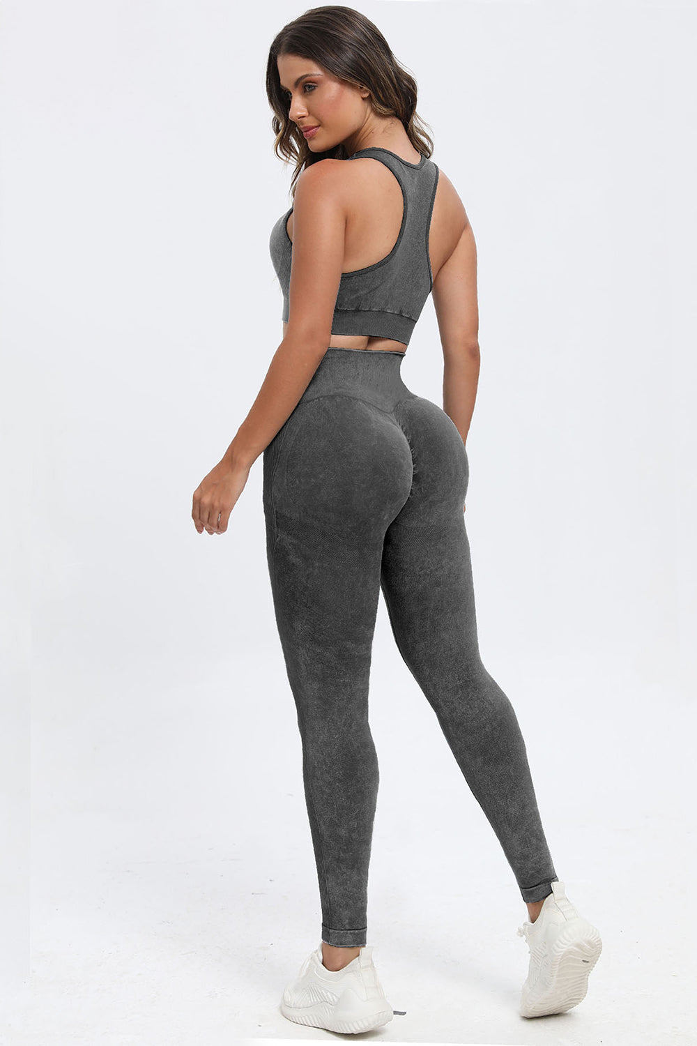 3-Piece Washed Square Neck Wide Strap Active Set – Stylish & Comfortable