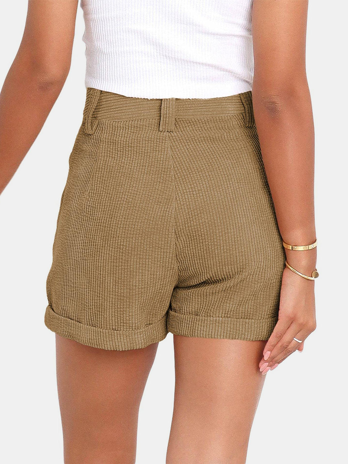Pantalones cortos de cintura alta y talla grande con bolsillos