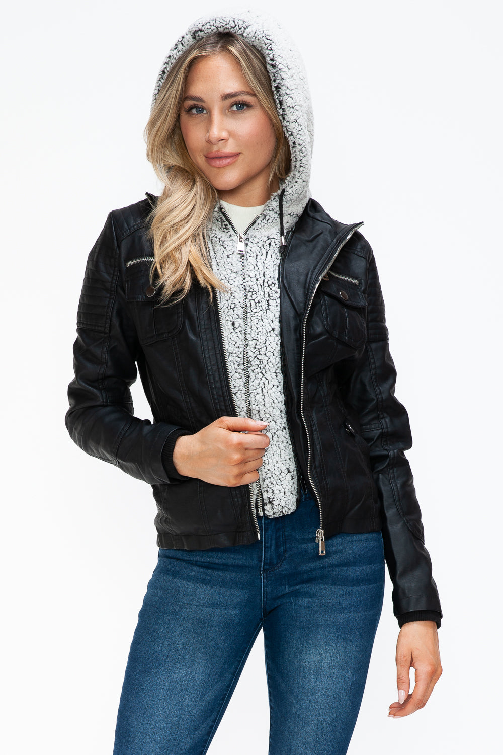 Chaqueta con múltiples bolsillos y capucha afelpada con capas sintéticas extraíbles de YMI