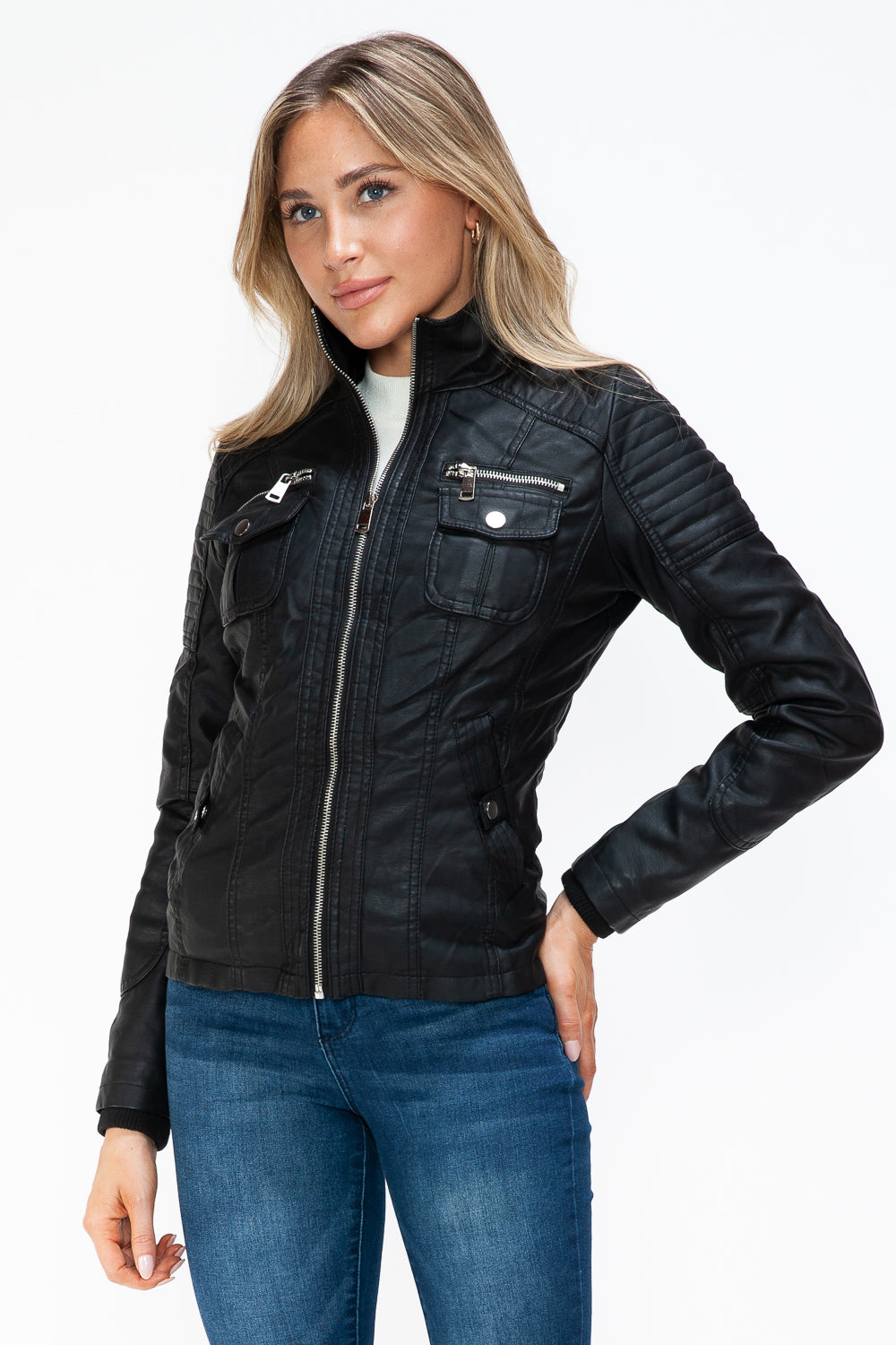 Chaqueta con múltiples bolsillos y capucha afelpada con capas sintéticas extraíbles de YMI