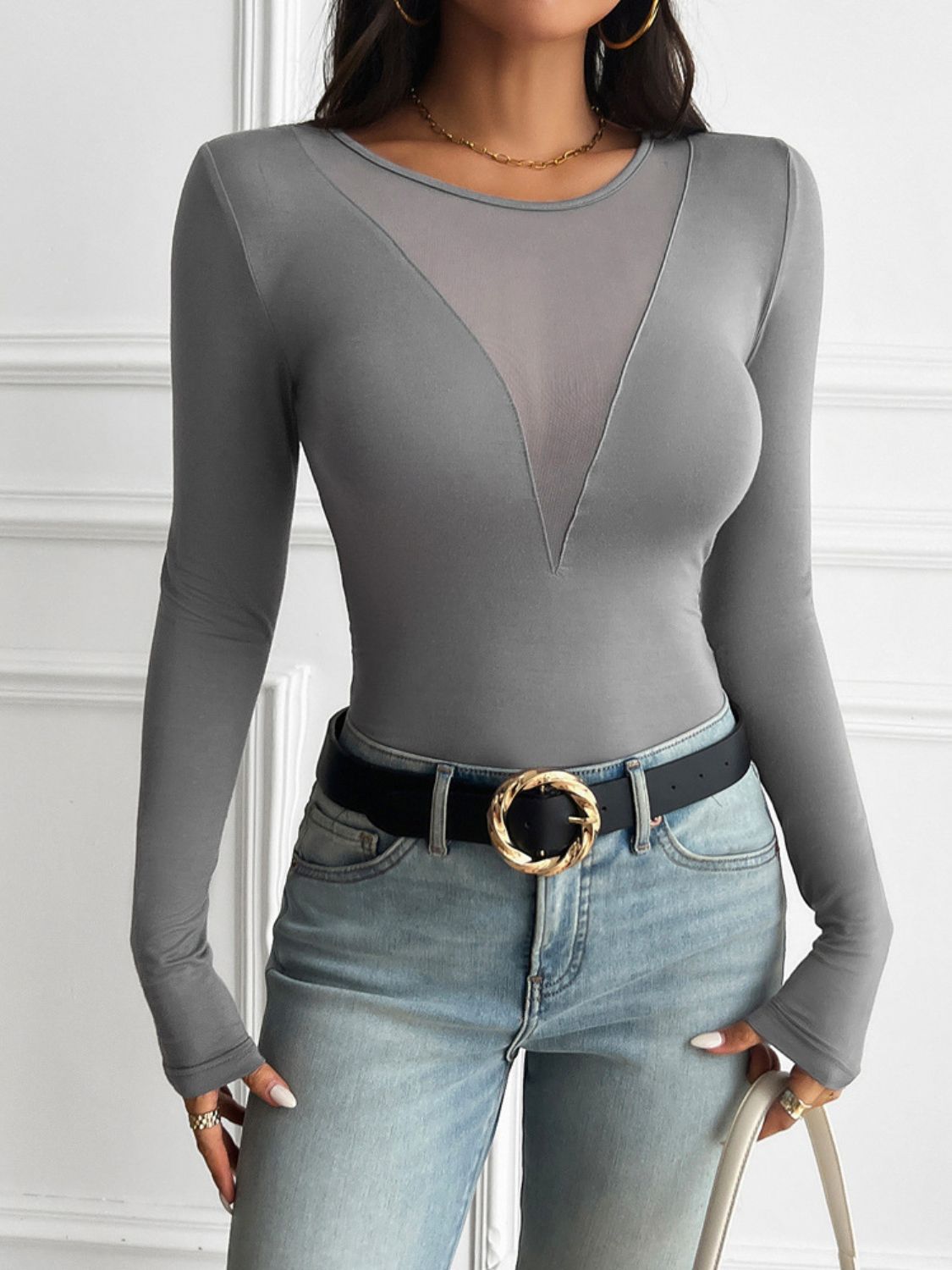 Camiseta de manga larga y cuello redondo Devine