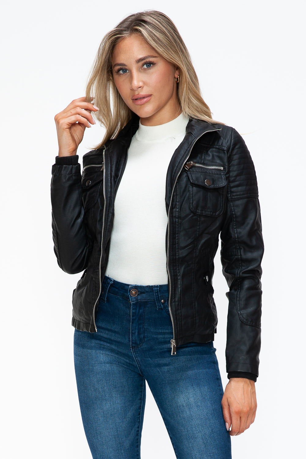 Chaqueta con múltiples bolsillos y capucha afelpada con capas sintéticas extraíbles de YMI
