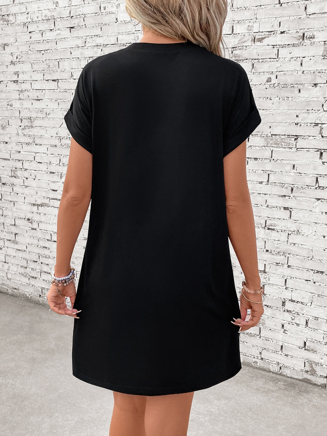 Vestido mini estilo camiseta de manga corta con estampado de letras