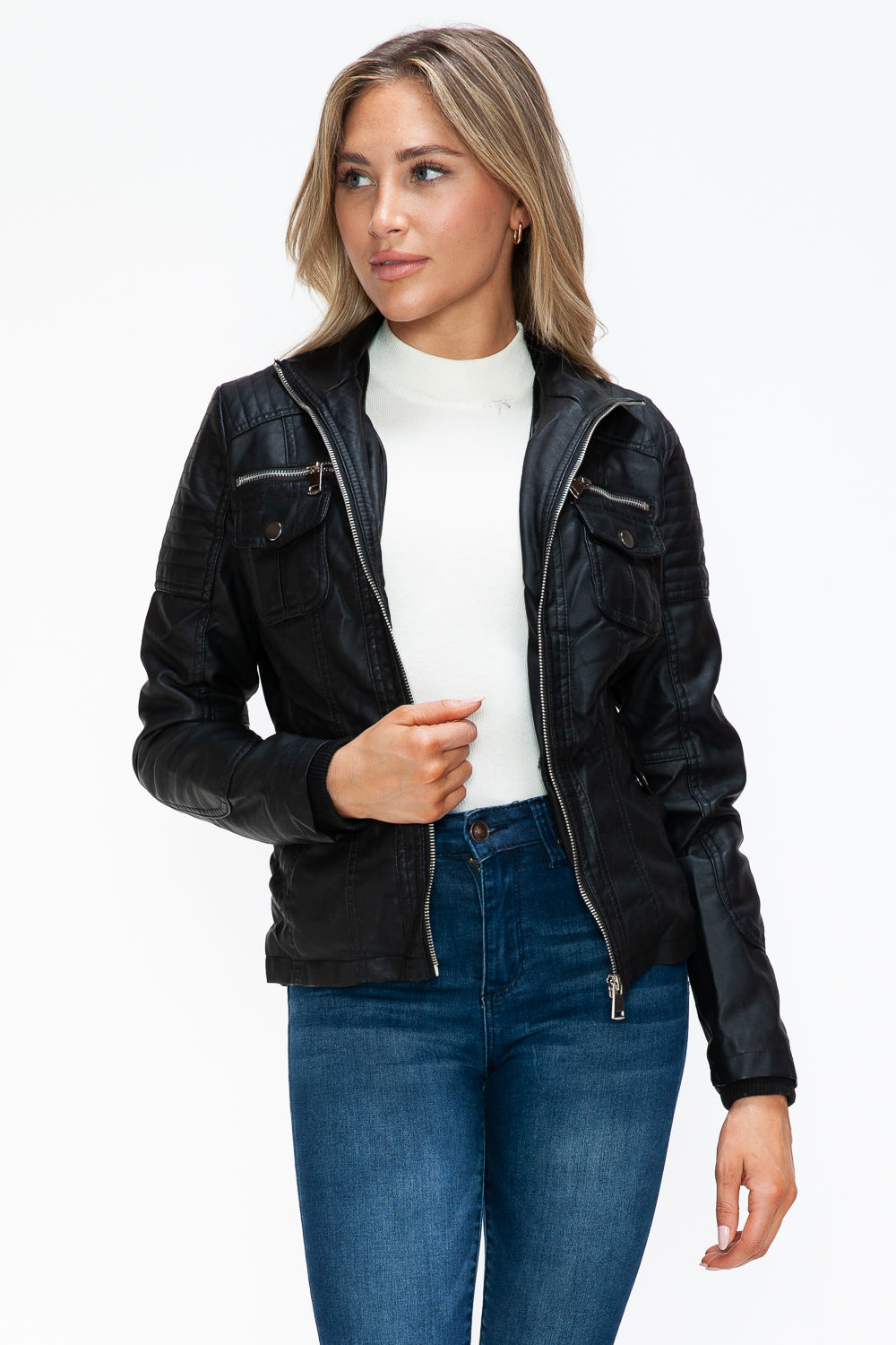Chaqueta con múltiples bolsillos y capucha afelpada con capas sintéticas extraíbles de YMI
