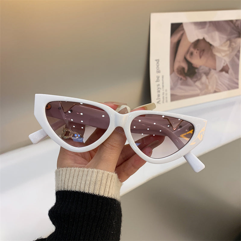 Gafas de sol informales con montura grande y forma de ojo de gato para mujer