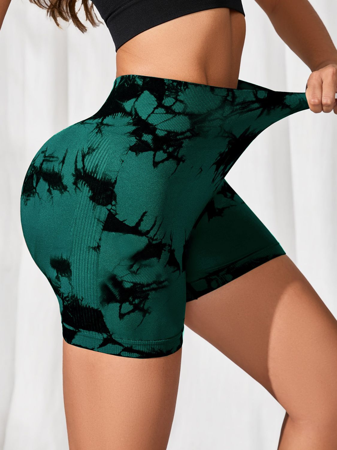 Pantalones cortos deportivos de cintura alta con efecto tie-dye