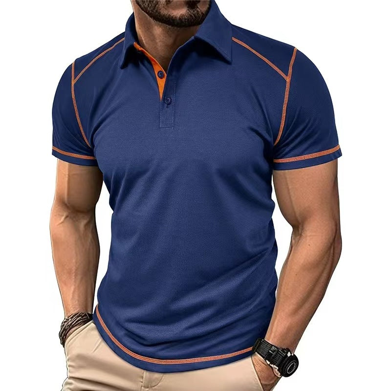Polo de manga corta con solapa y contraste de color para hombre