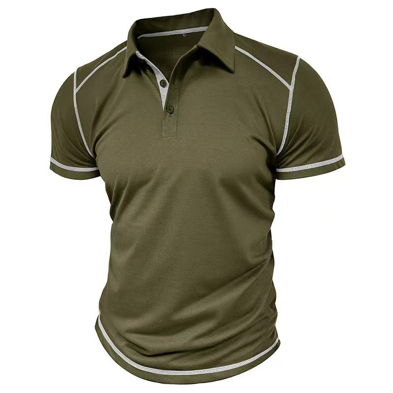 Polo de manga corta con solapa y contraste de color para hombre