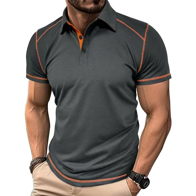 Polo de manga corta con solapa y contraste de color para hombre