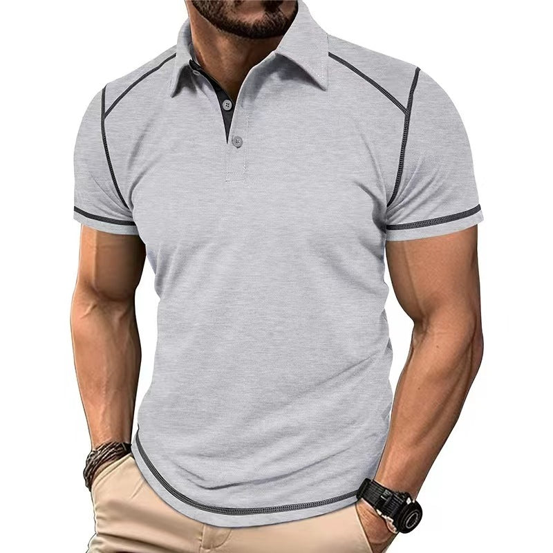 Polo de manga corta con solapa y contraste de color para hombre