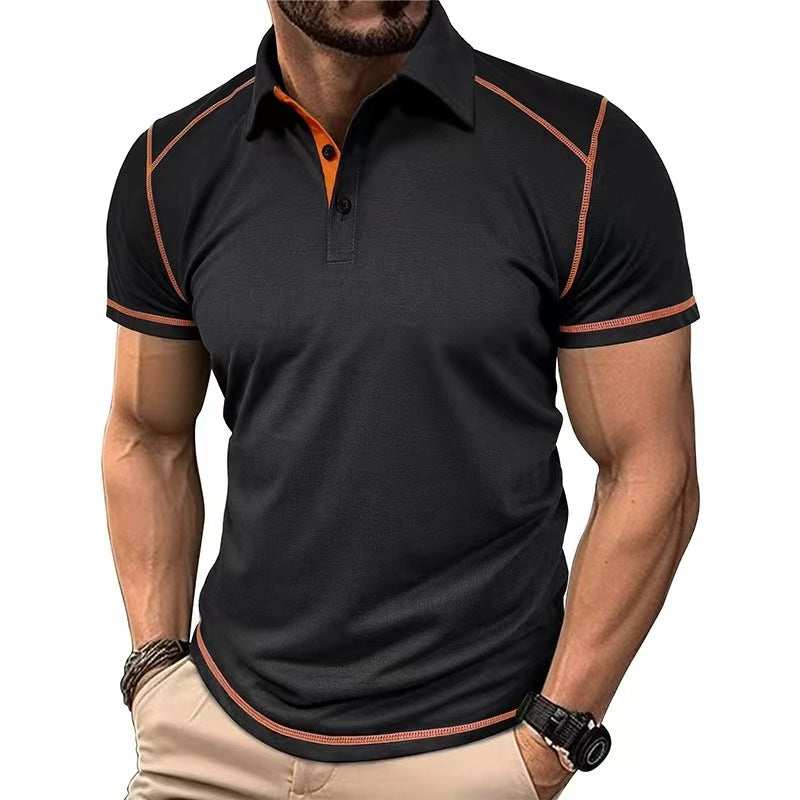 Polo de manga corta con solapa y contraste de color para hombre