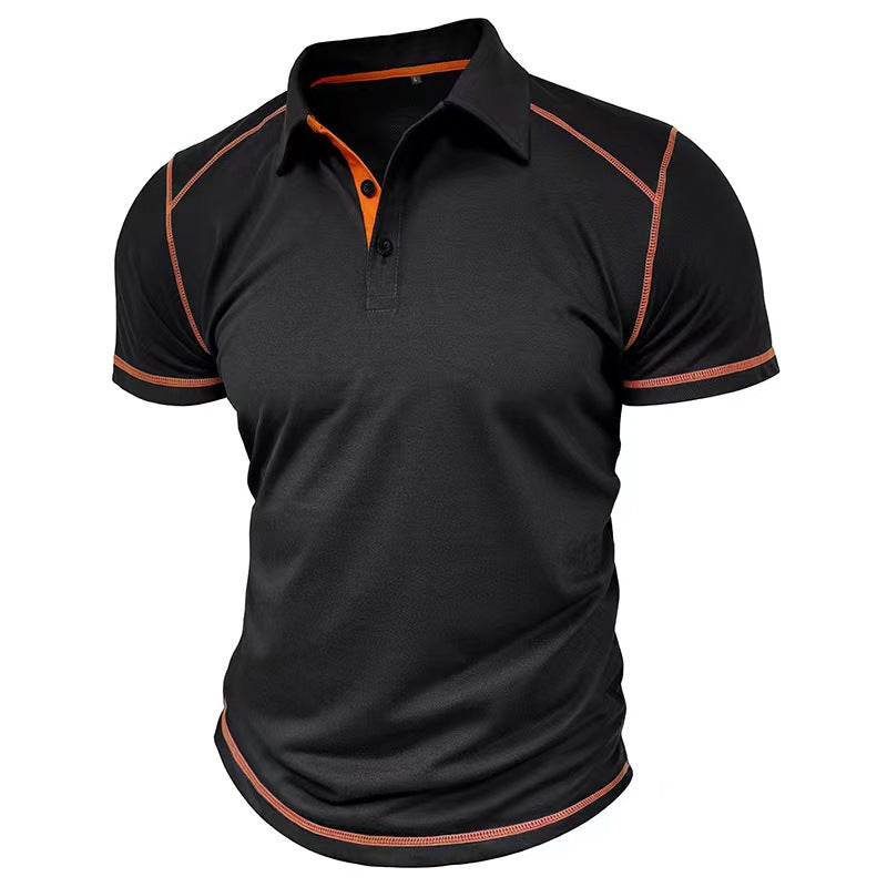 Polo de manga corta con solapa y contraste de color para hombre