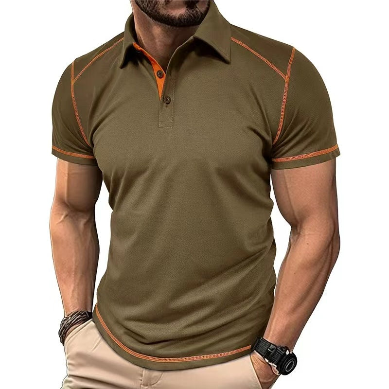 Polo de manga corta con solapa y contraste de color para hombre
