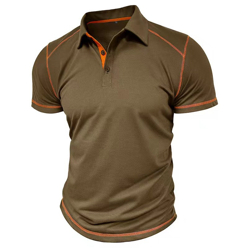 Polo de manga corta con solapa y contraste de color para hombre