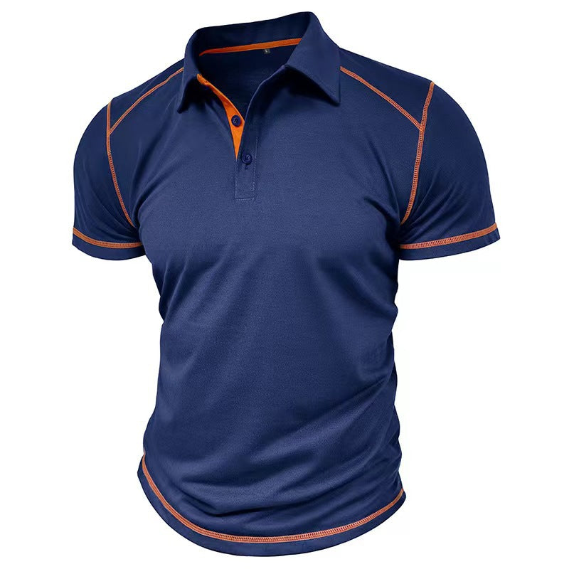 Polo de manga corta con solapa y contraste de color para hombre