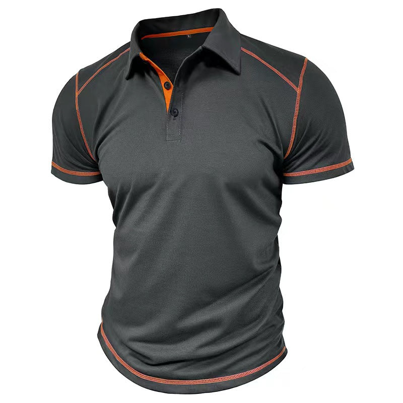 Polo de manga corta con solapa y contraste de color para hombre