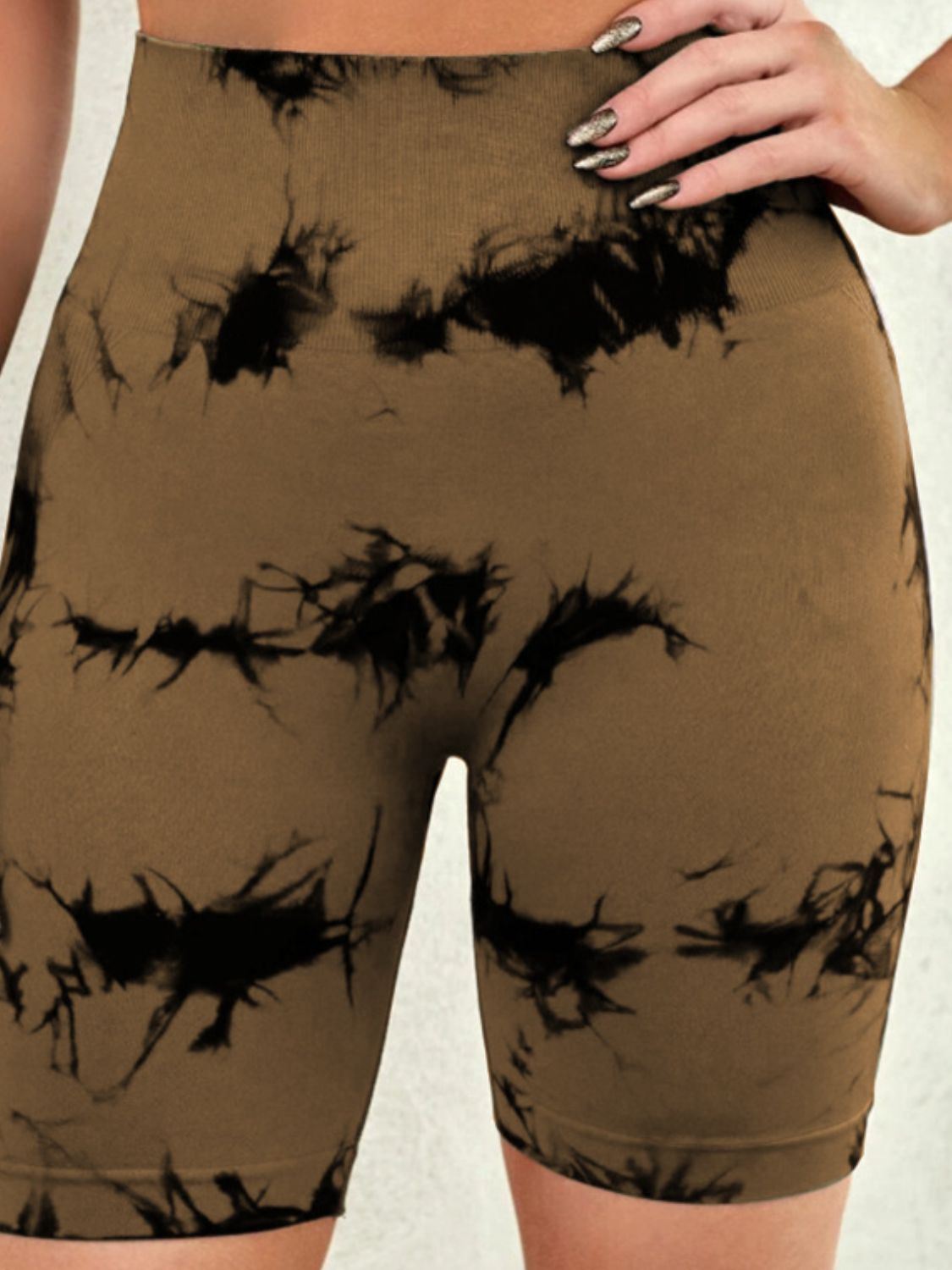 Pantalones cortos deportivos de cintura alta con efecto tie-dye