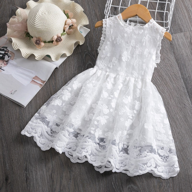Vestido de princesa sin mangas con bordado de mariposas estilo occidental