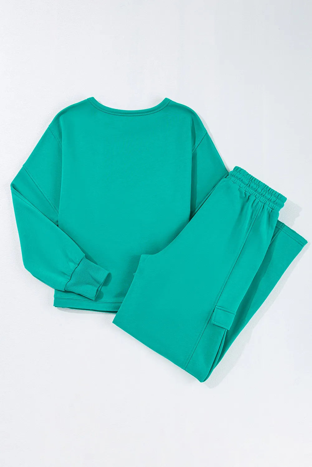 Conjunto de pantalón con cordón y camiseta de manga larga con cuello redondo de talla grande