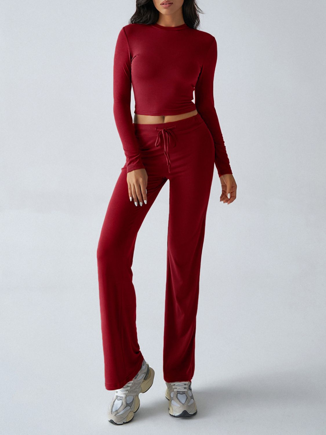 Conjunto de pantalón con cordón y camiseta de manga larga con cuello redondo Devine