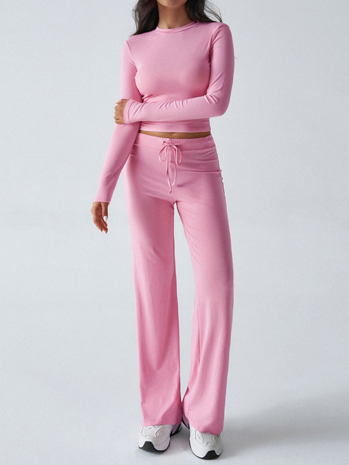 Conjunto de pantalón con cordón y camiseta de manga larga con cuello redondo Devine