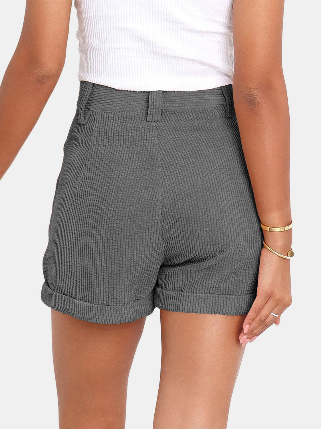 Pantalones cortos de cintura alta y talla grande con bolsillos