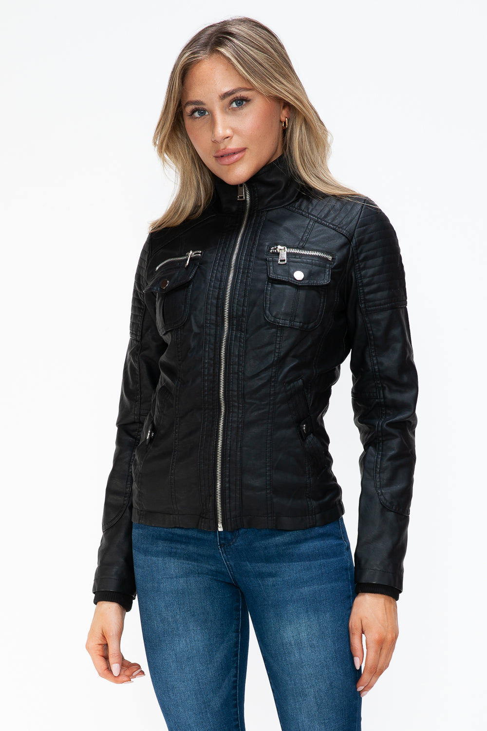 Chaqueta con múltiples bolsillos y capucha afelpada con capas sintéticas extraíbles de YMI